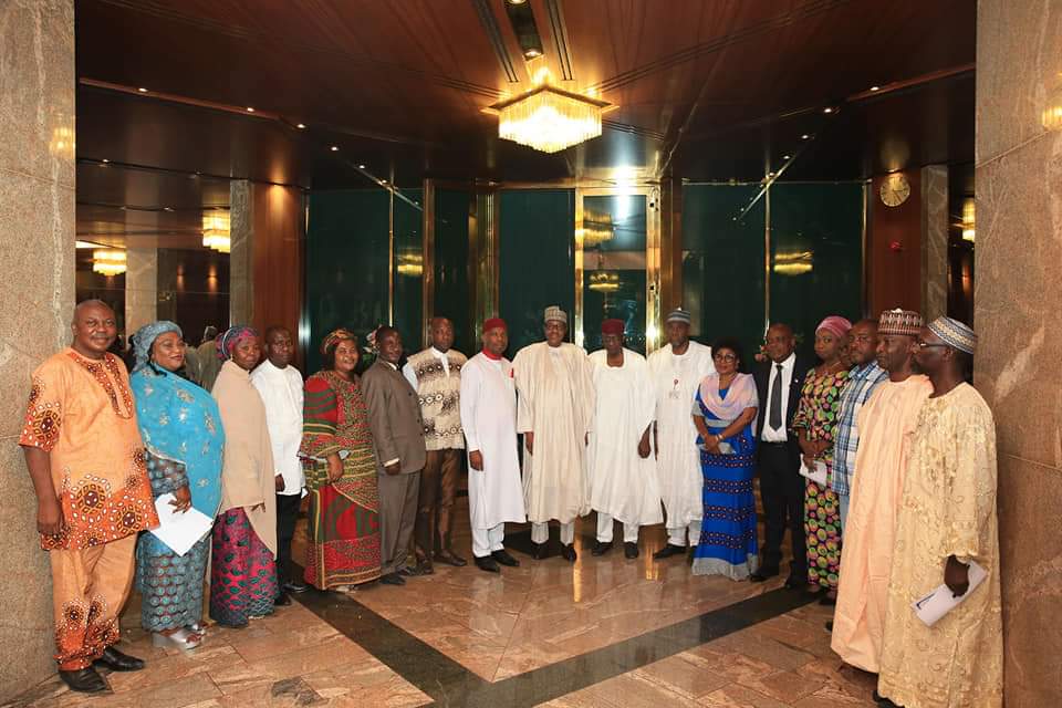 During a courtesy visit to president Muhammadu Buhari, 2019