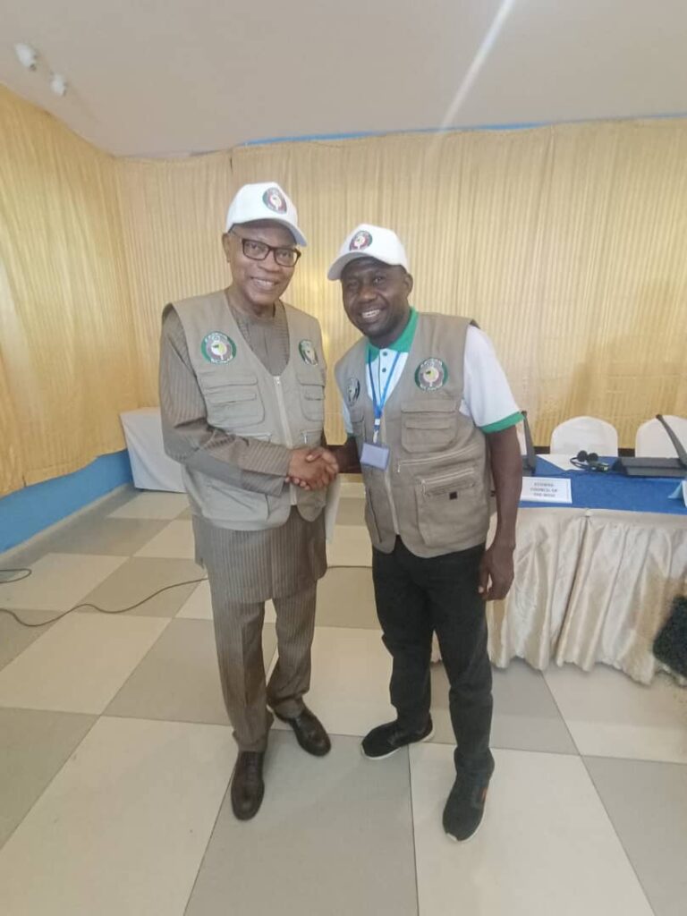 With H.E Ibn Chambers former president of ECOWAS, during one of the ECOWAS election observation missions